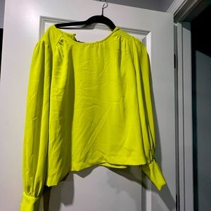 Balloon sleeve neon blouse